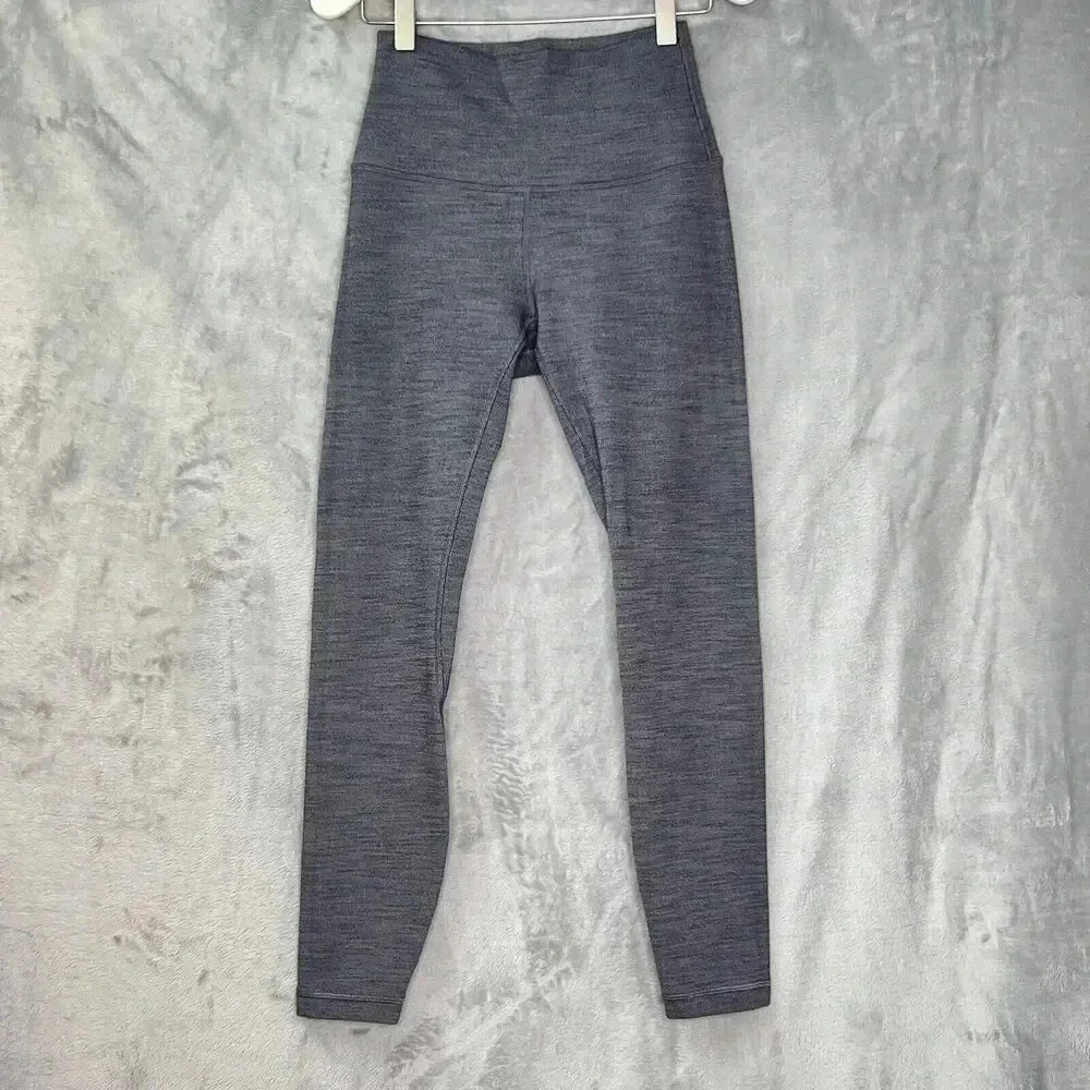 Lululemon Align Pant ll 26” Mini‎ Heathered Herringbone Black White Gray Size 4